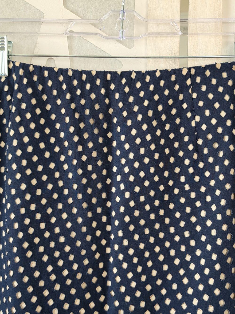 Prada Navy A-Line Skirt with Cream Dot Pattern - Picture 4 of 9